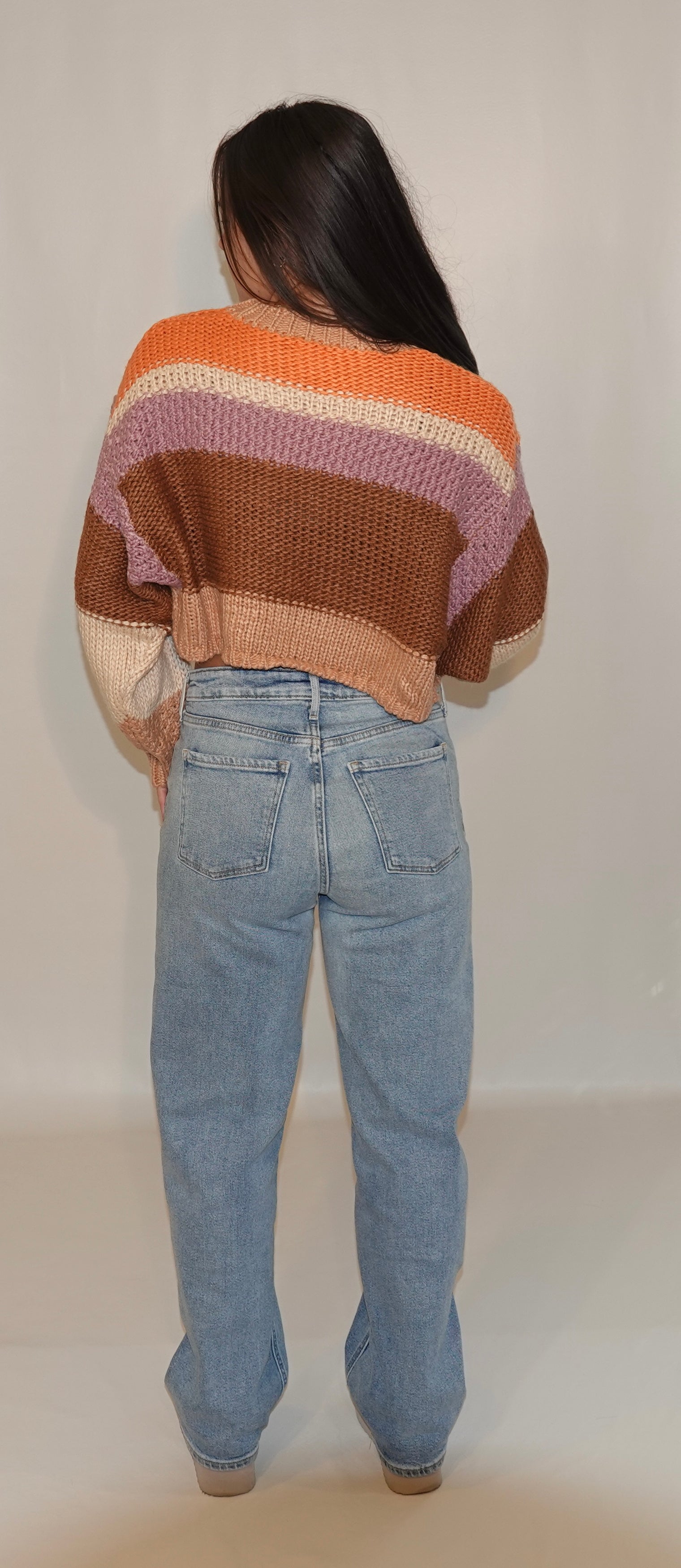 Round Neck Crop Sweater Top