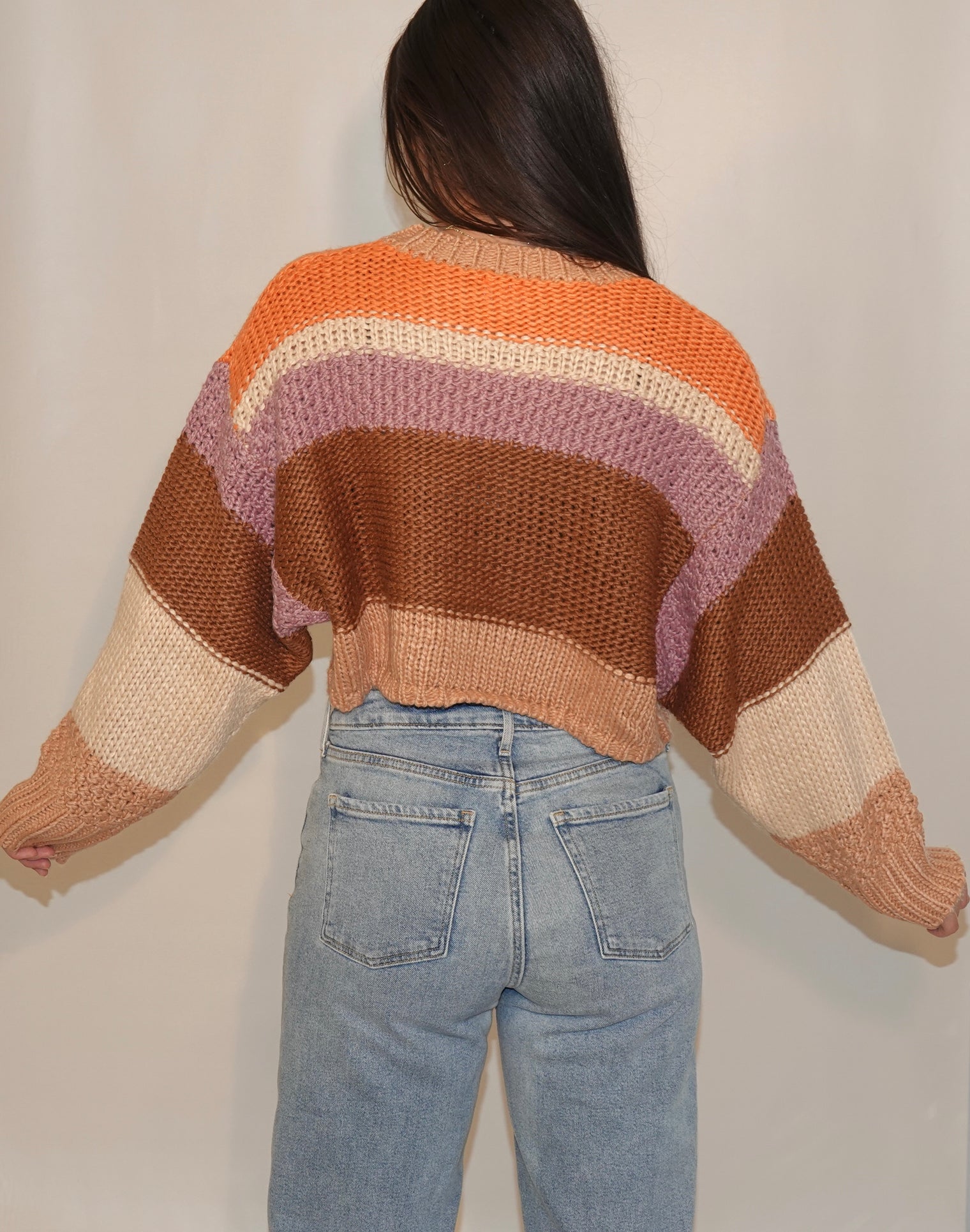 Round Neck Crop Sweater Top