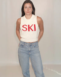 ROUND NECK SLEEVELESS "SKI" CHUNKY SWEATER