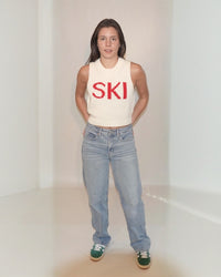 ROUND NECK SLEEVELESS "SKI" CHUNKY SWEATER