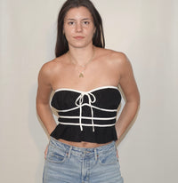 Peplum Tube Top W/ Contrast Binding