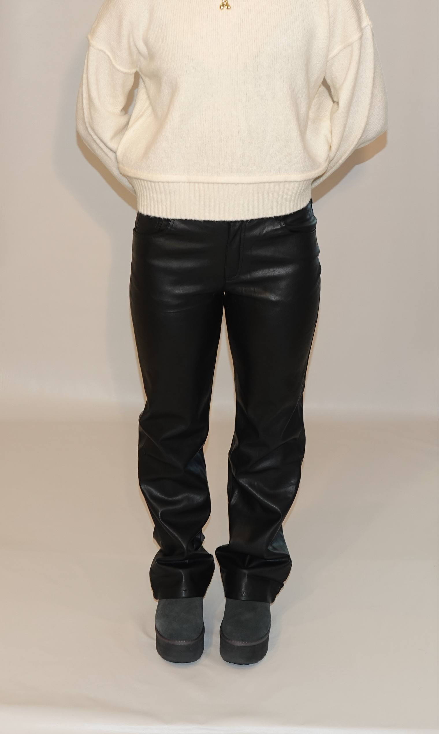 Straight Leg Faux Leather Pants