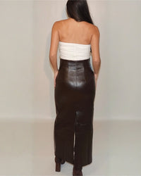 High Waist Full Length PU Zipper Skirt